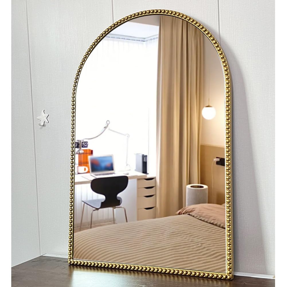 Amazon.co.jp: ヴィンテージアーチ型壁掛けミラー、ビーズフレーム装飾